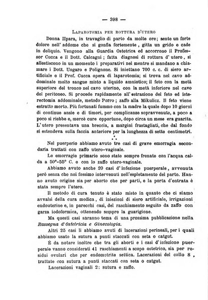 La rassegna d'ostetricia e ginecologia