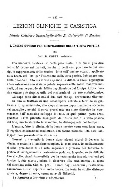 La rassegna d'ostetricia e ginecologia