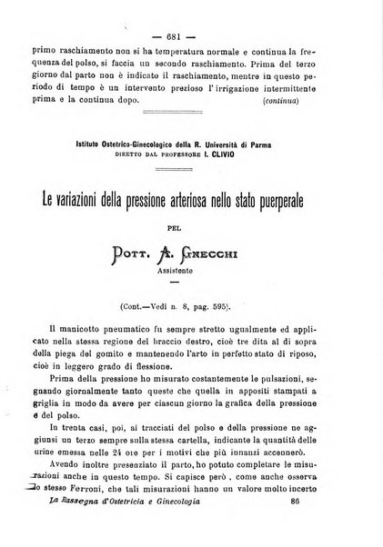 La rassegna d'ostetricia e ginecologia