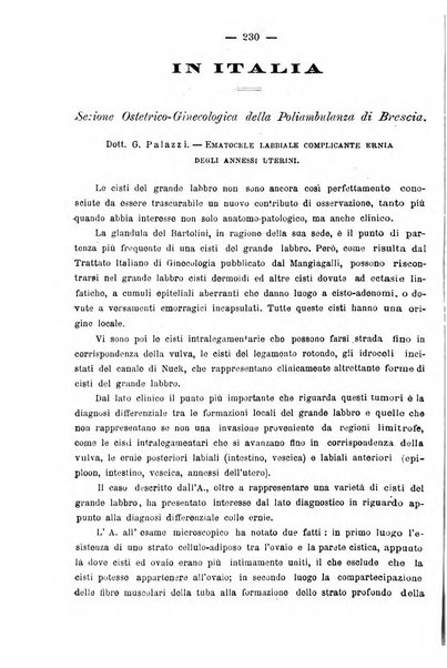 La rassegna d'ostetricia e ginecologia