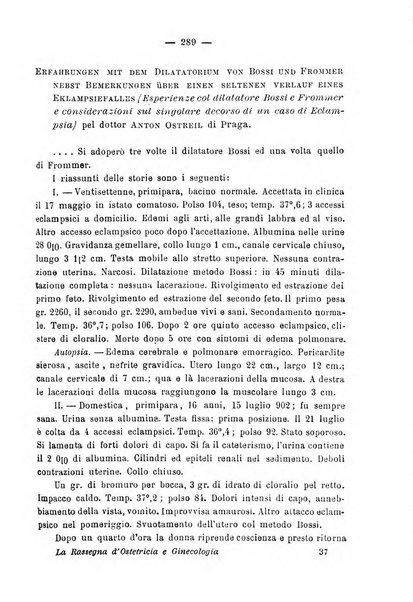 La rassegna d'ostetricia e ginecologia