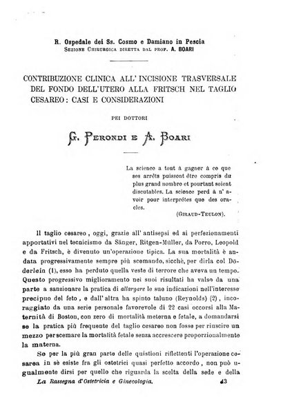 La rassegna d'ostetricia e ginecologia