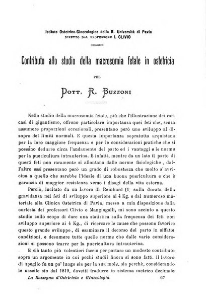 La rassegna d'ostetricia e ginecologia