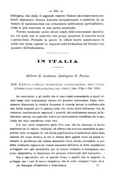 La rassegna d'ostetricia e ginecologia