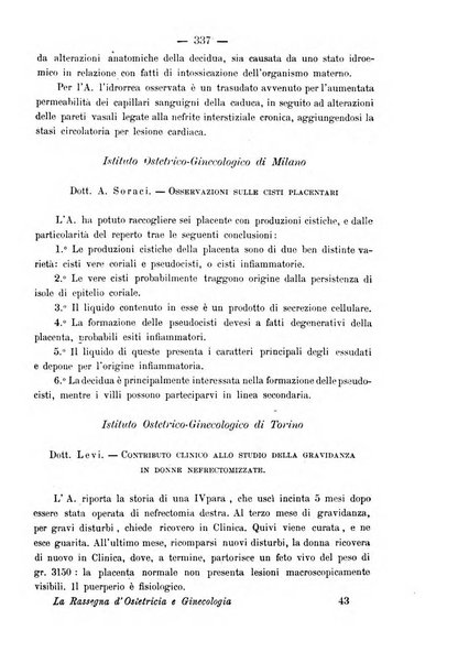 La rassegna d'ostetricia e ginecologia