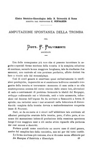 La rassegna d'ostetricia e ginecologia