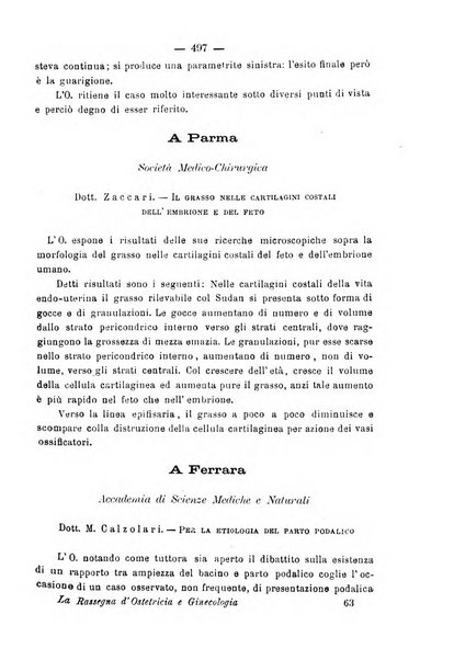 La rassegna d'ostetricia e ginecologia