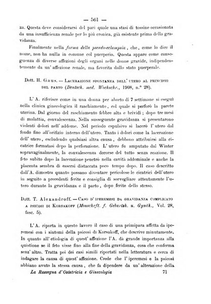 La rassegna d'ostetricia e ginecologia