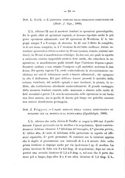 La rassegna d'ostetricia e ginecologia