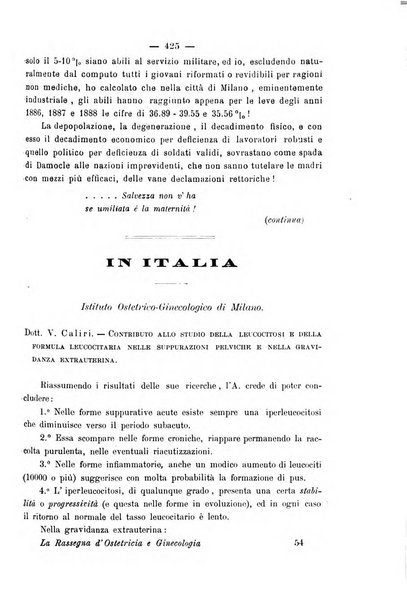 La rassegna d'ostetricia e ginecologia