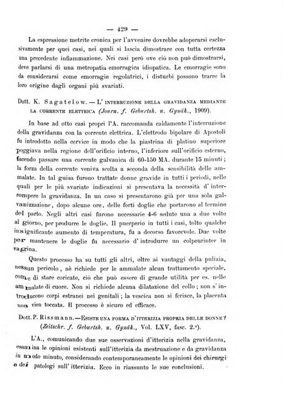 La rassegna d'ostetricia e ginecologia