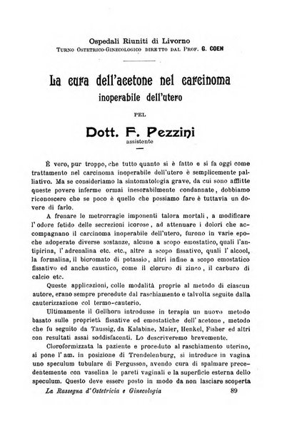 La rassegna d'ostetricia e ginecologia