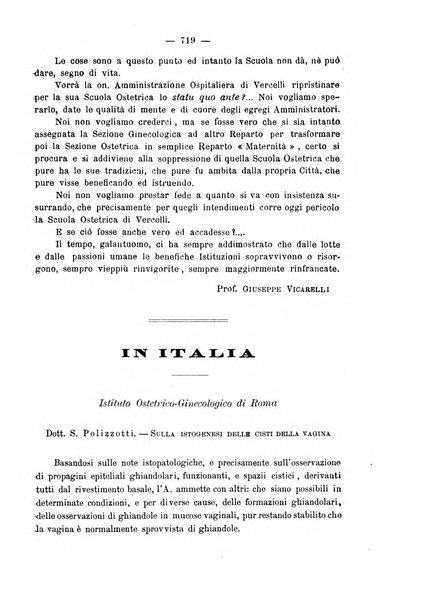 La rassegna d'ostetricia e ginecologia