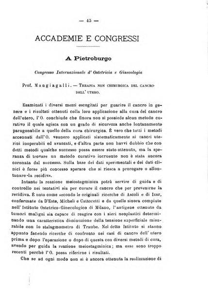 La rassegna d'ostetricia e ginecologia