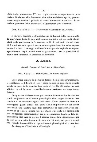 La rassegna d'ostetricia e ginecologia