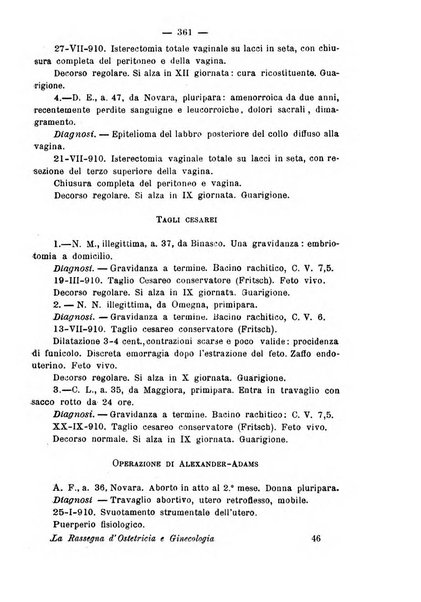 La rassegna d'ostetricia e ginecologia