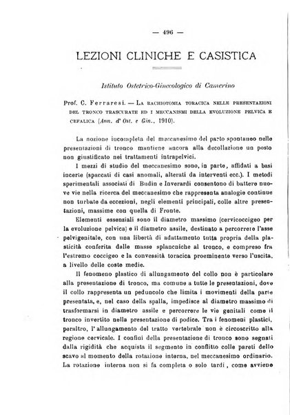 La rassegna d'ostetricia e ginecologia