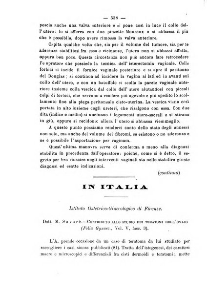 La rassegna d'ostetricia e ginecologia