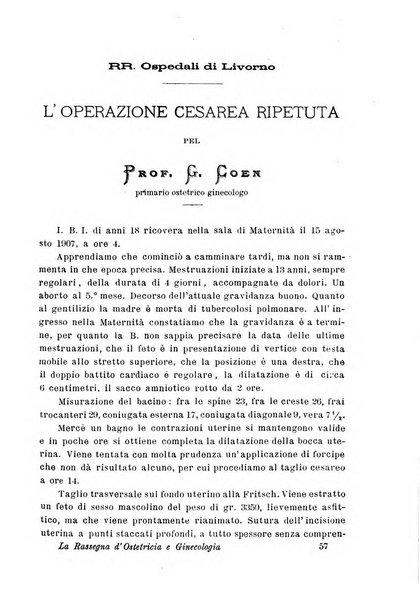 La rassegna d'ostetricia e ginecologia