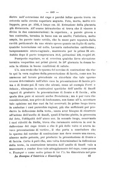 La rassegna d'ostetricia e ginecologia