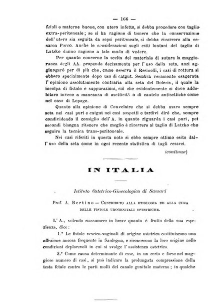 La rassegna d'ostetricia e ginecologia