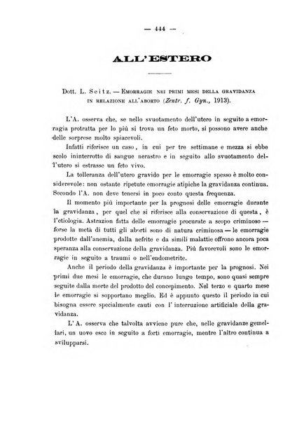 La rassegna d'ostetricia e ginecologia