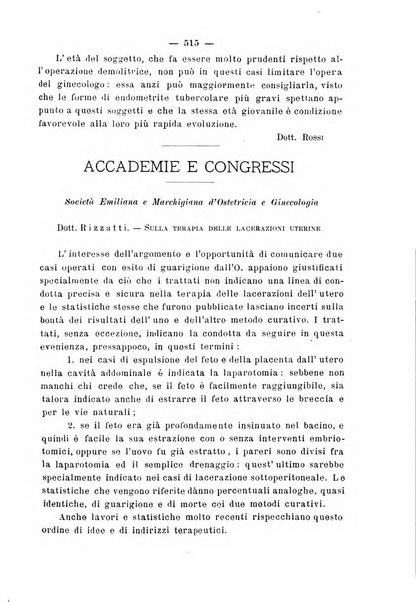 La rassegna d'ostetricia e ginecologia