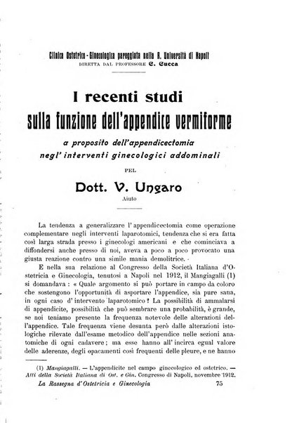 La rassegna d'ostetricia e ginecologia