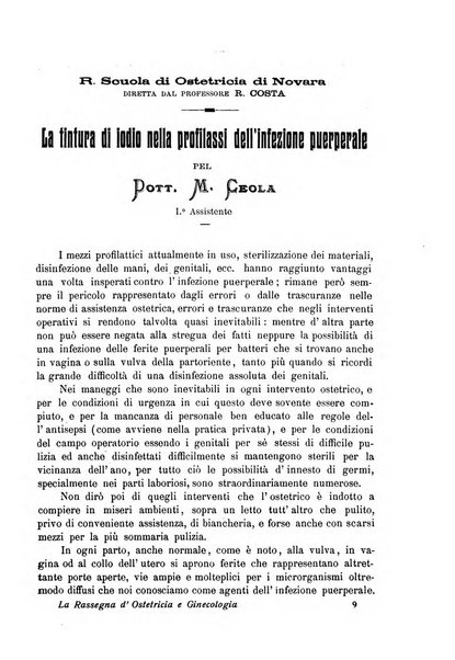 La rassegna d'ostetricia e ginecologia