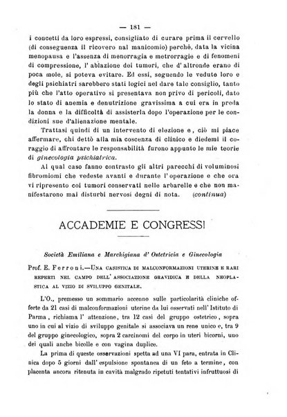 La rassegna d'ostetricia e ginecologia