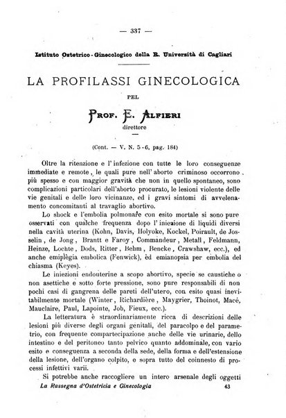 La rassegna d'ostetricia e ginecologia