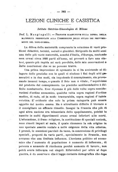 La rassegna d'ostetricia e ginecologia