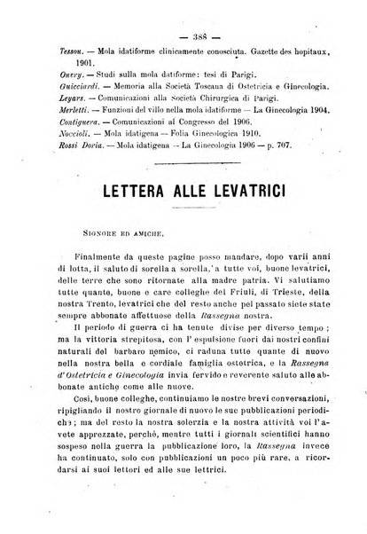 La rassegna d'ostetricia e ginecologia