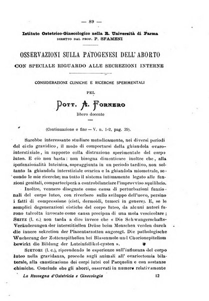 La rassegna d'ostetricia e ginecologia