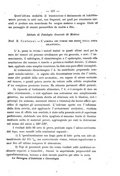 La rassegna d'ostetricia e ginecologia