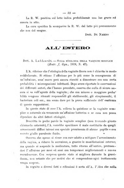 La rassegna d'ostetricia e ginecologia