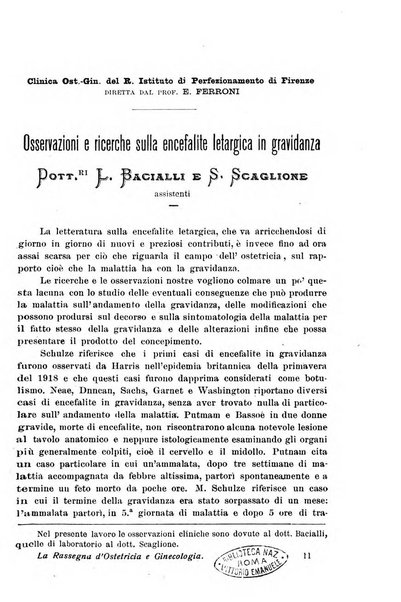 La rassegna d'ostetricia e ginecologia