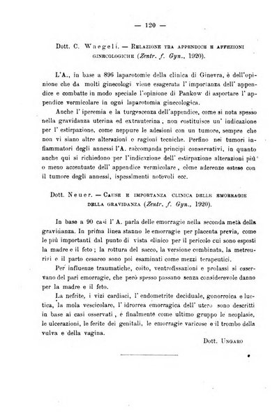 La rassegna d'ostetricia e ginecologia