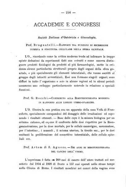 La rassegna d'ostetricia e ginecologia