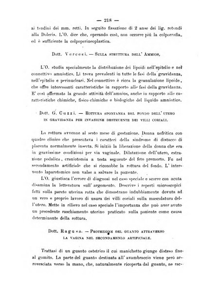 La rassegna d'ostetricia e ginecologia