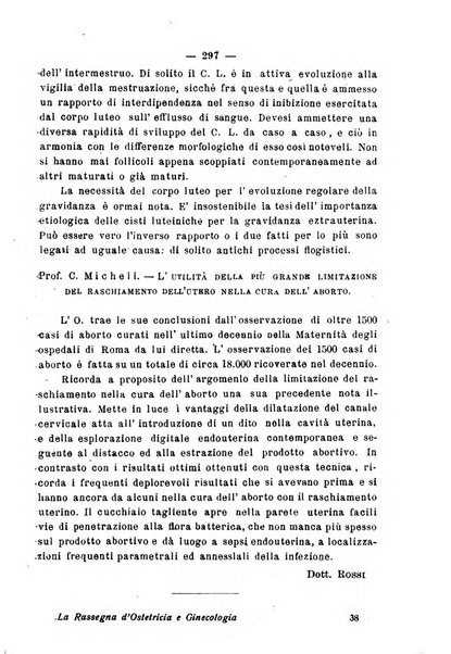 La rassegna d'ostetricia e ginecologia