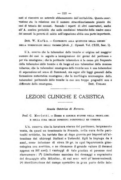 La rassegna d'ostetricia e ginecologia