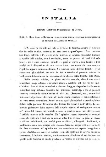 La rassegna d'ostetricia e ginecologia