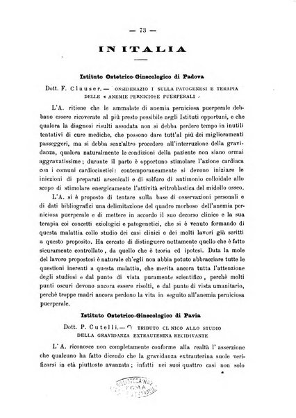 La rassegna d'ostetricia e ginecologia