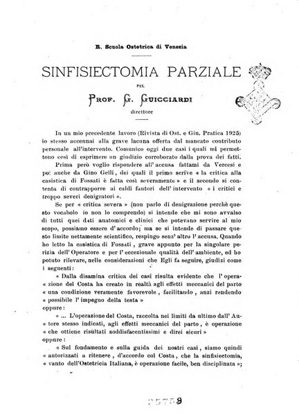 La rassegna d'ostetricia e ginecologia