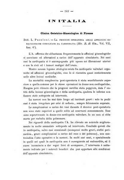 La rassegna d'ostetricia e ginecologia