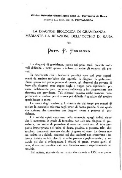 La rassegna d'ostetricia e ginecologia