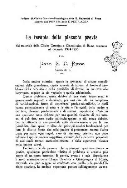 La rassegna d'ostetricia e ginecologia