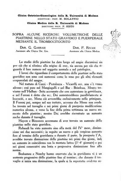 La rassegna d'ostetricia e ginecologia