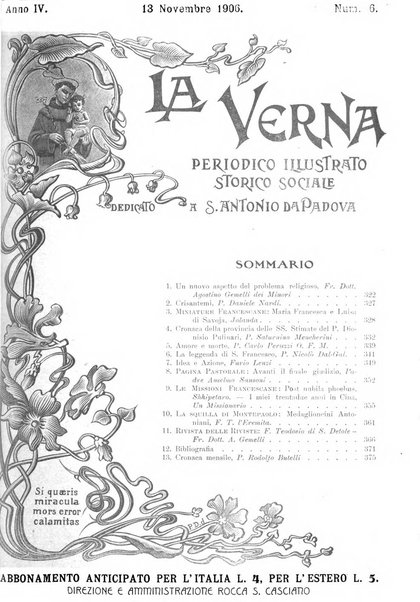 La Verna rivista illustrata sanfrancescana dedicata a s. Antonio da Padova